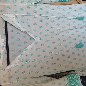 Swim Cover Up Cotton Teal and White